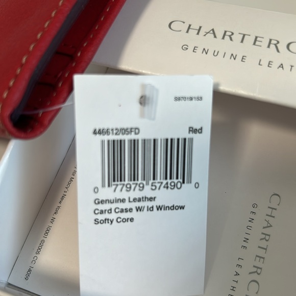 Charter Club Genuine Red Leather Card Case w/ID Window - Picture 10 of 11